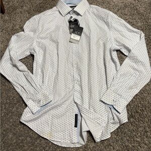 Report Collection X4 Performance Stretch Mens Large dress shirt white‎ geometric